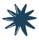 Silhouette of a spiky, star-like shape in dark blue