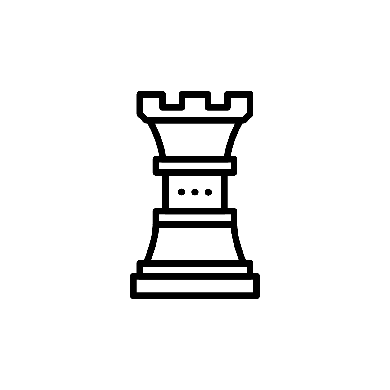 Line drawing of a rook chess piece with a castle-like top.