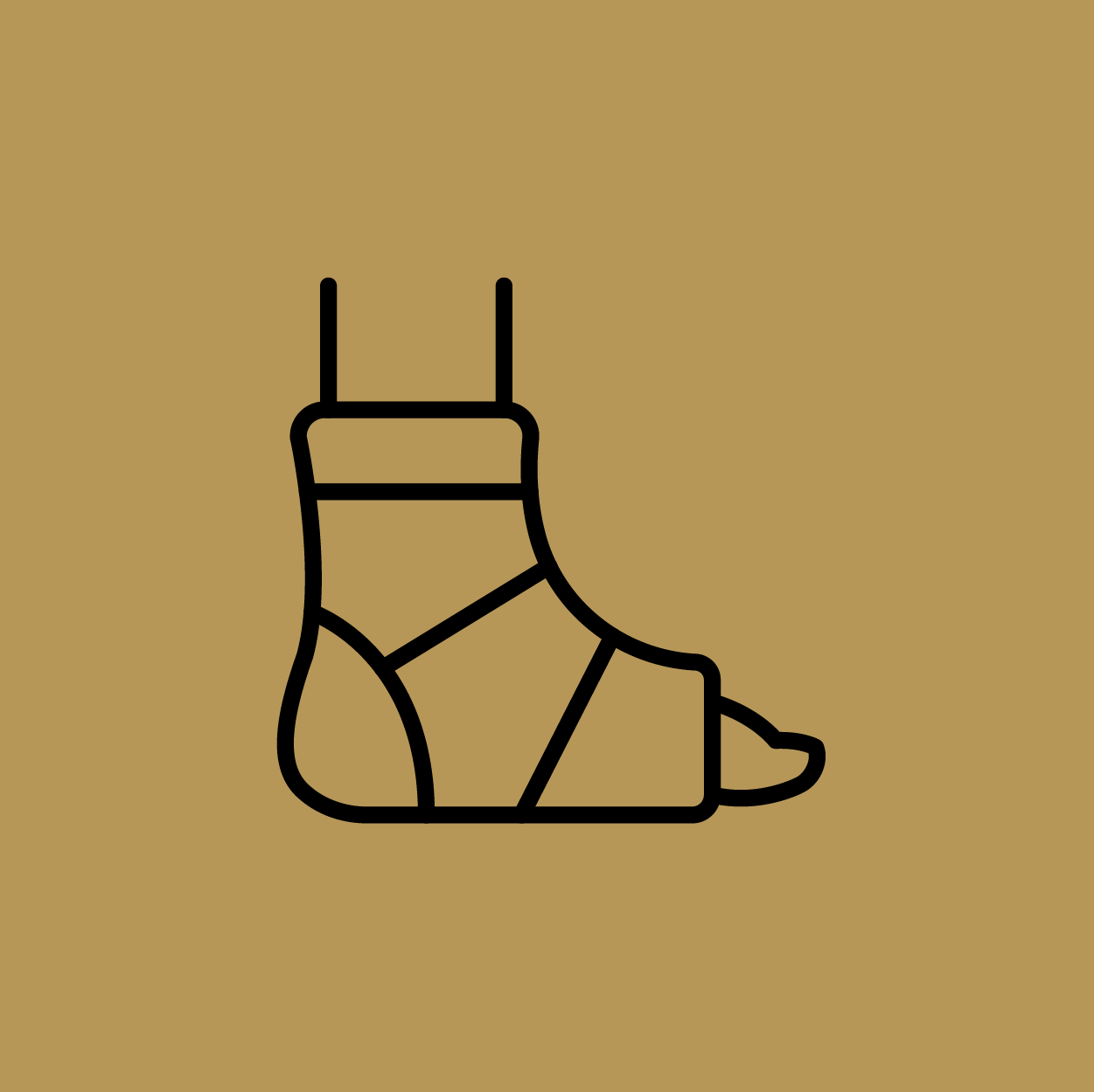 Line drawing of a sneaker shoe on a brown background.