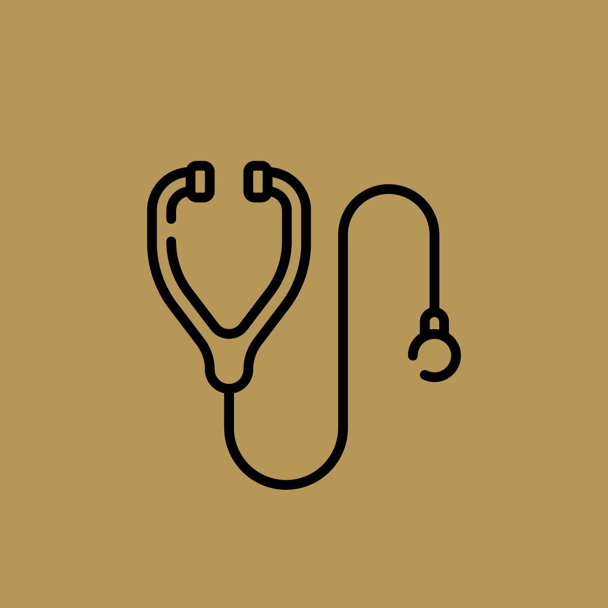 Outline of a stethoscope on a beige background.