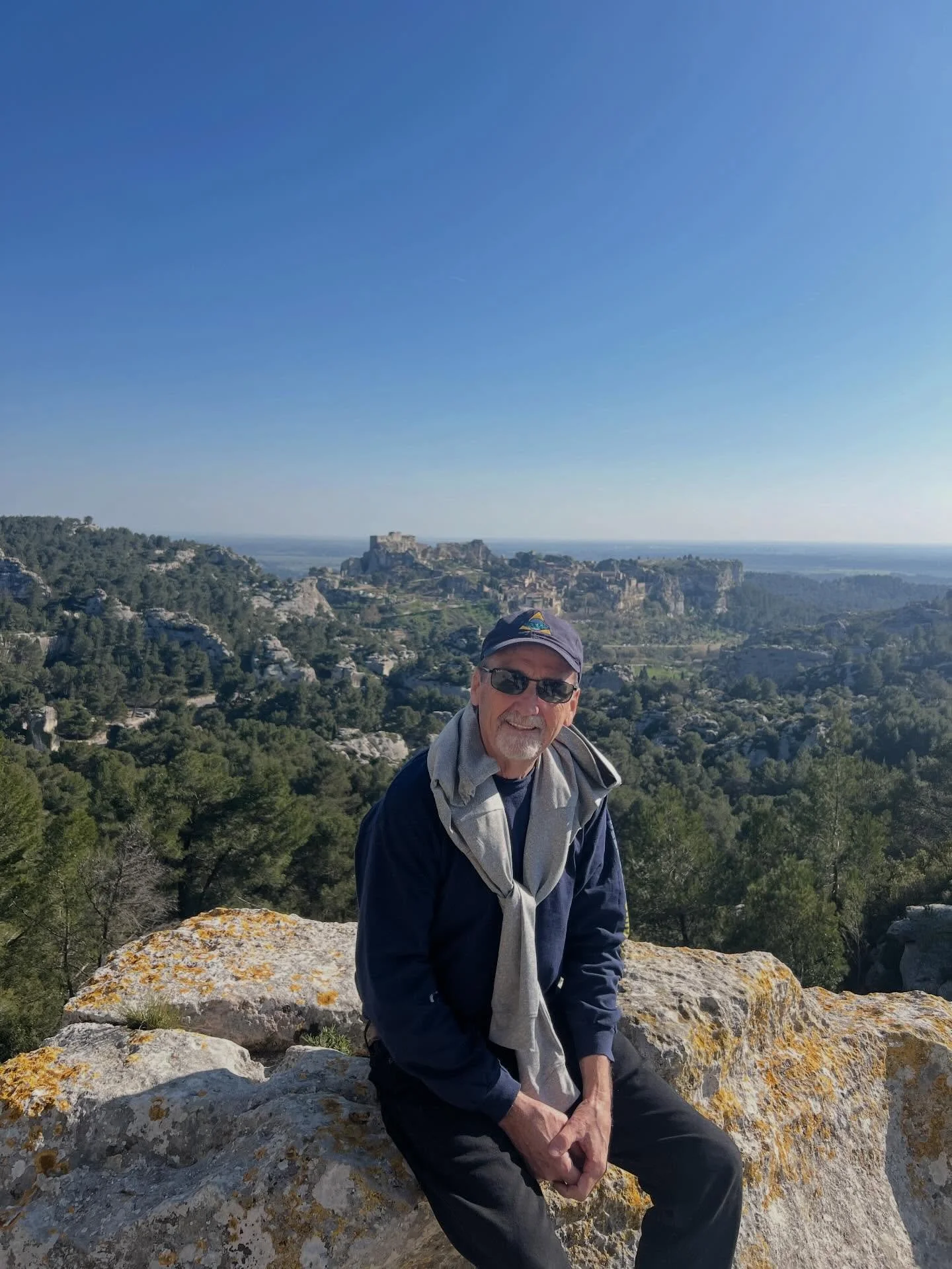 Sporting my sons Bledsoe said so podcast apparel in the south of France.
There&rsquo;s An Old Templar Castle in the Background.  3/20/26
