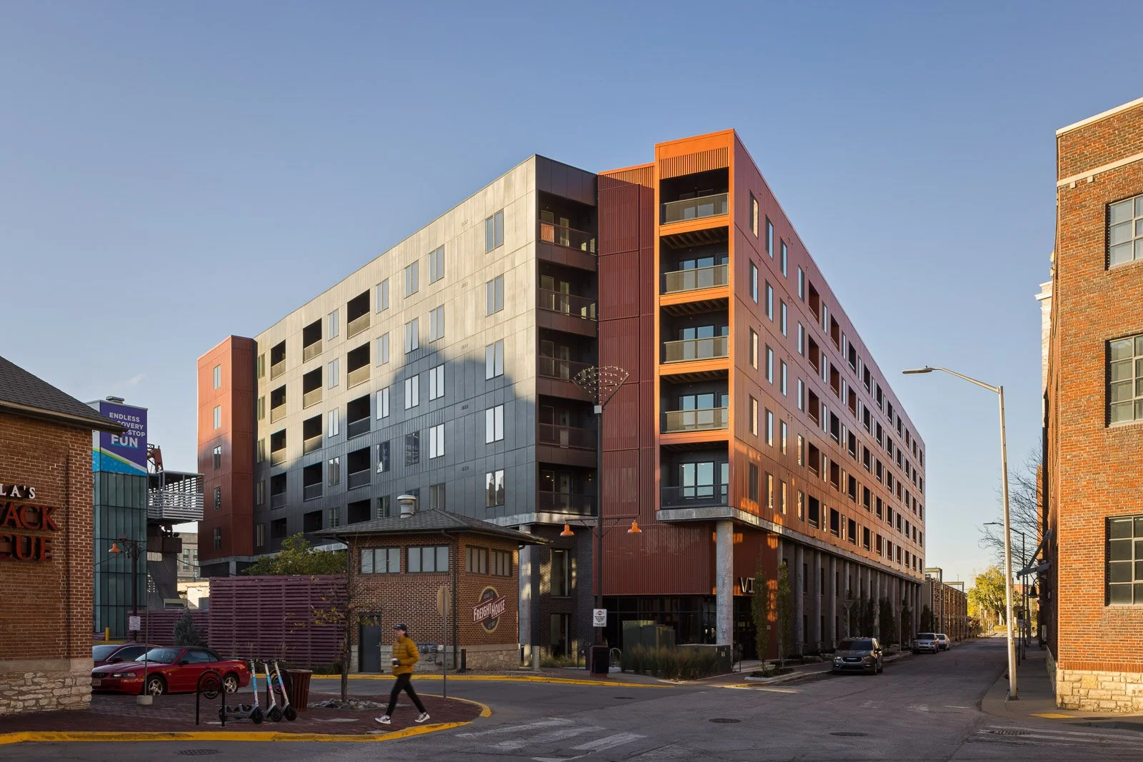 Exterior site view of Tracks captured in architectural photography showing context and landscape.
