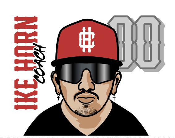 Stylized illustration of a man with a goatee, wearing black sunglasses, a red baseball cap with a dollar sign, and earrings, with the text "Ice Hoon" in red and white and the number "00" in gray in the background.