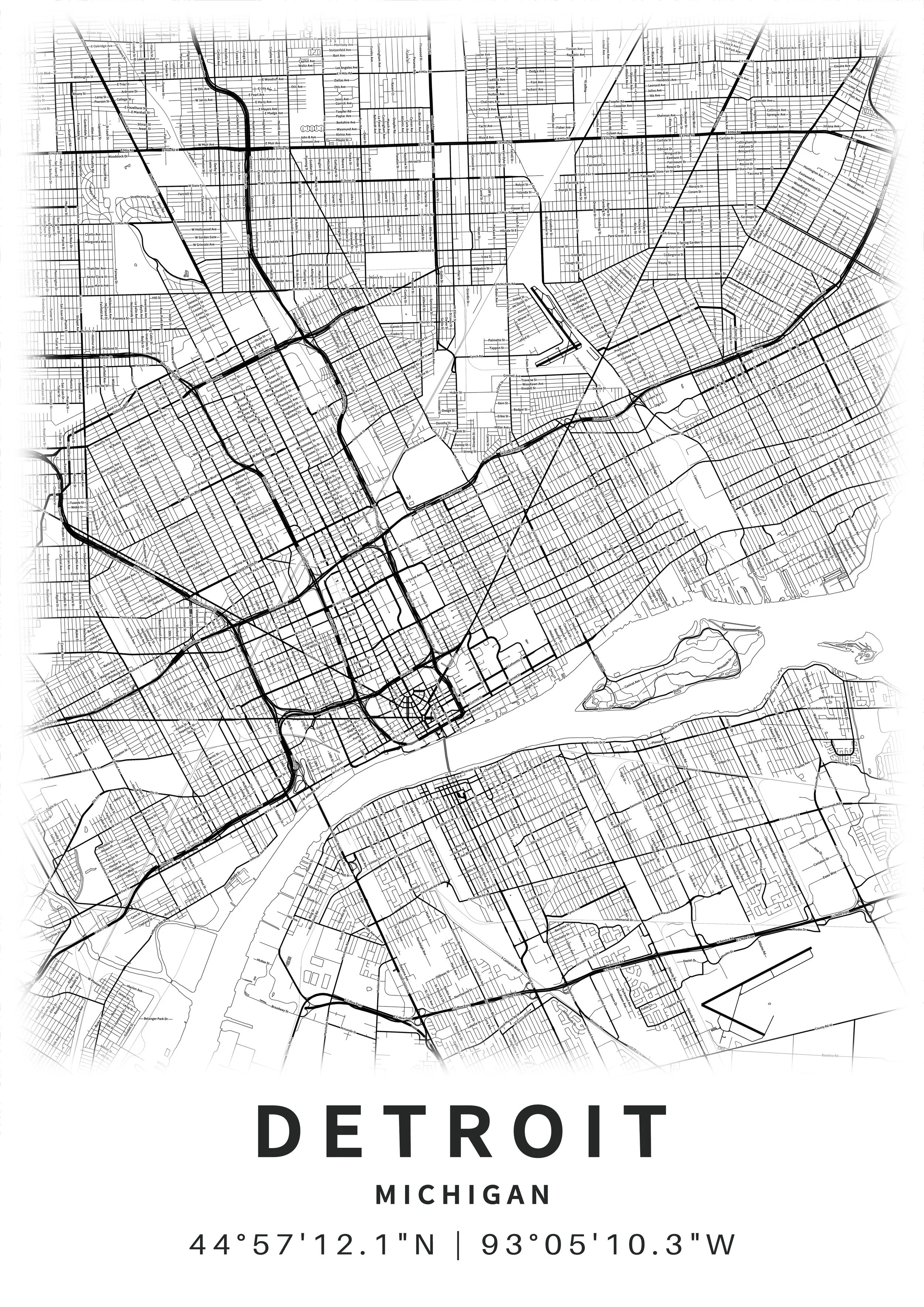 Urban Explorer's Detroit Street Map Poster