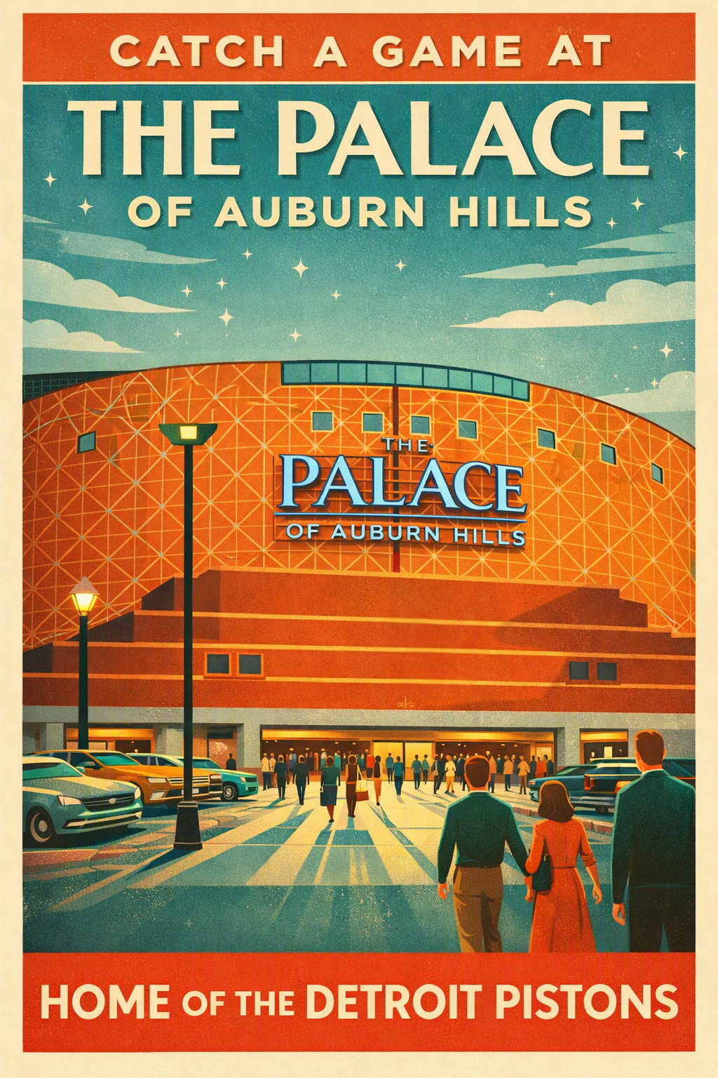Palace of Auburn Hills Vintage Travel-Style Poster