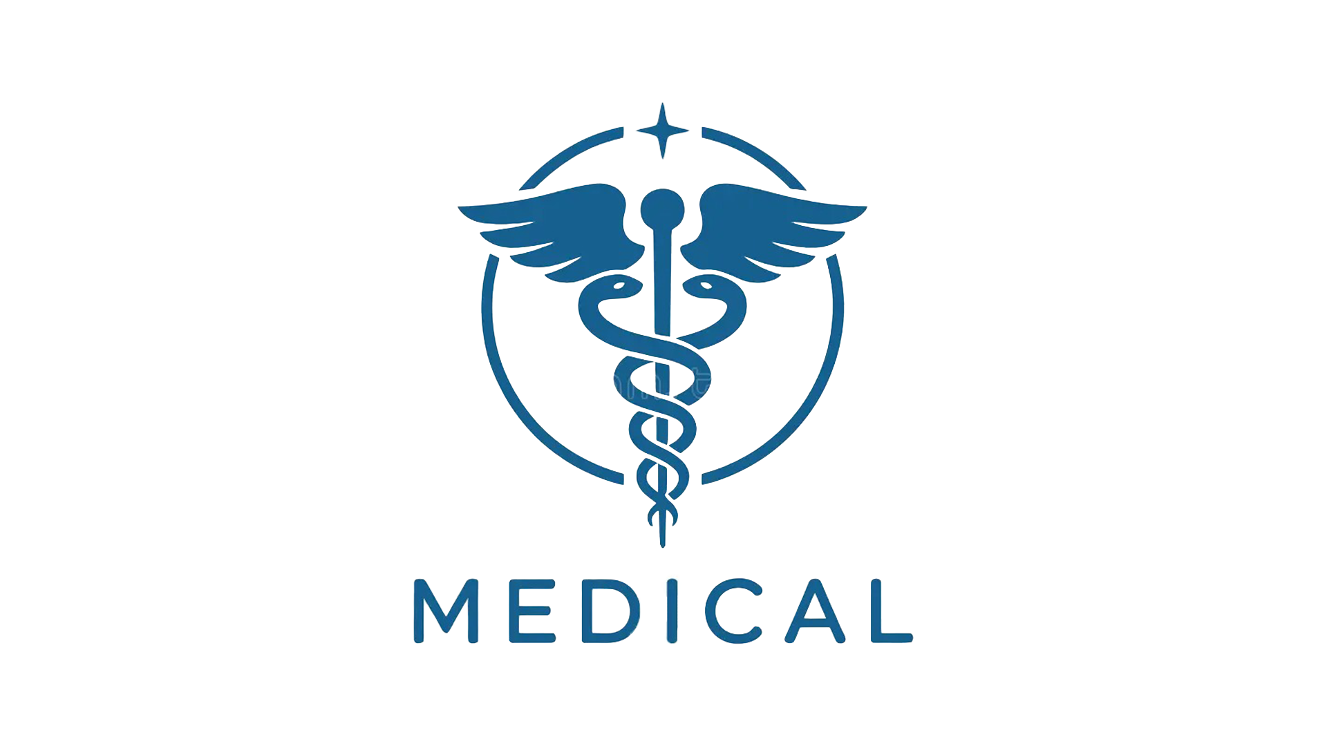 Logo with a medical caduceus symbol, including a staff with snake, wings, and a circular shield, with the word "MEDICAL" underneath.