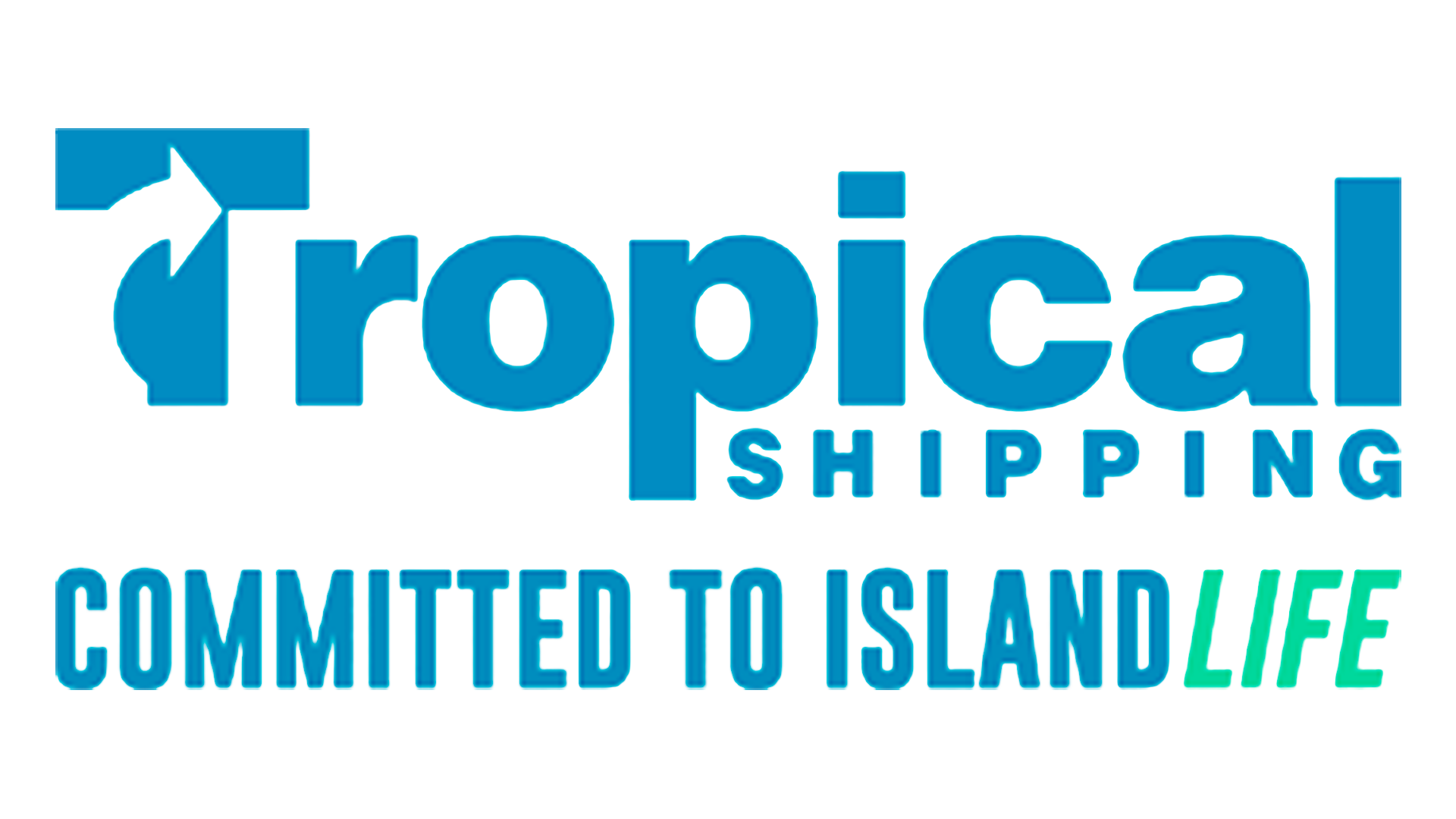 Tropical Shipping logo with a stylized arrow, the words 'Tropical Shipping', and the phrase 'Committed to Island Life'