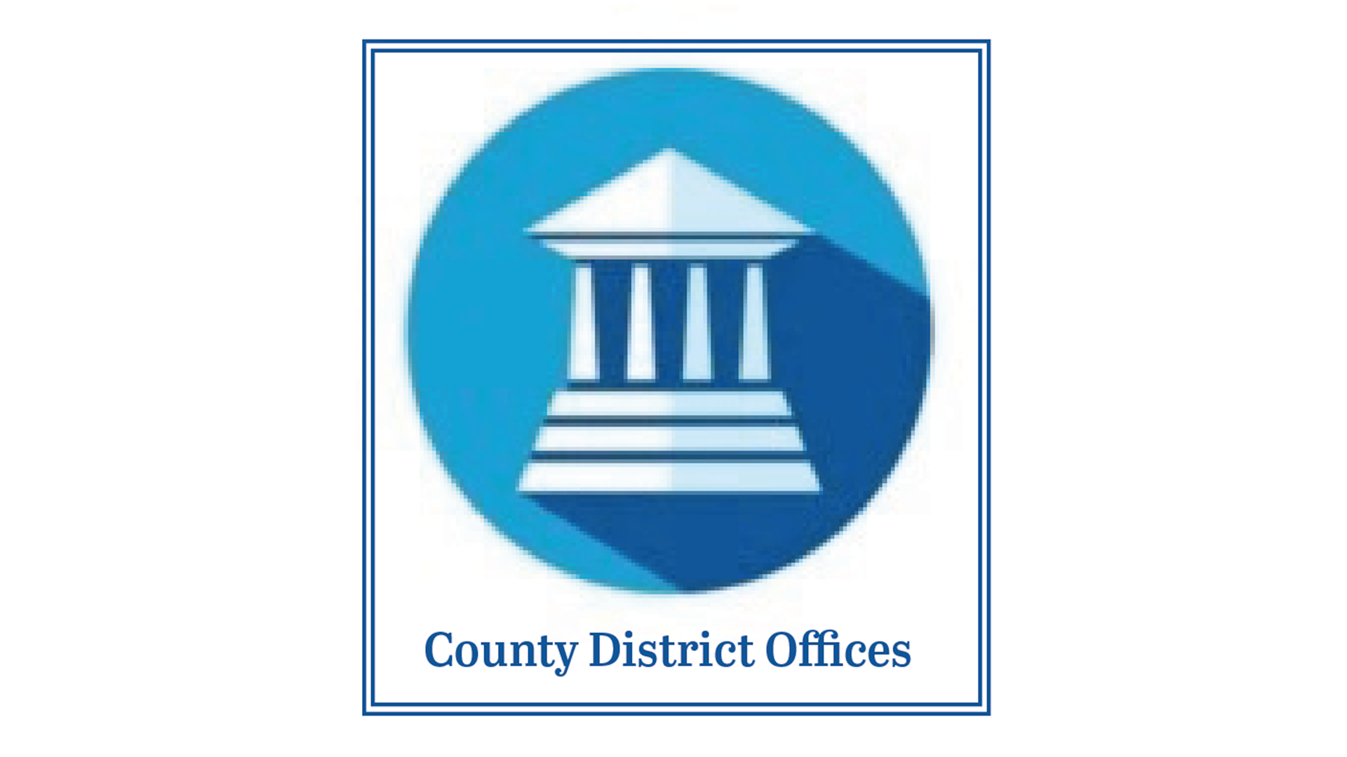 Logo of County District Offices featuring a blue circle with a white classical building with columns, and the text 'County District Offices' underneath.
