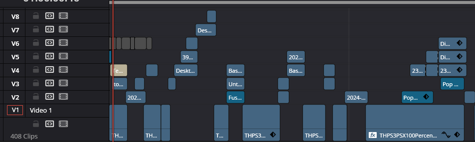 A screenshot from the beginning of an andyTHPS video that I edited's DaVinci Resolve 19 timeline