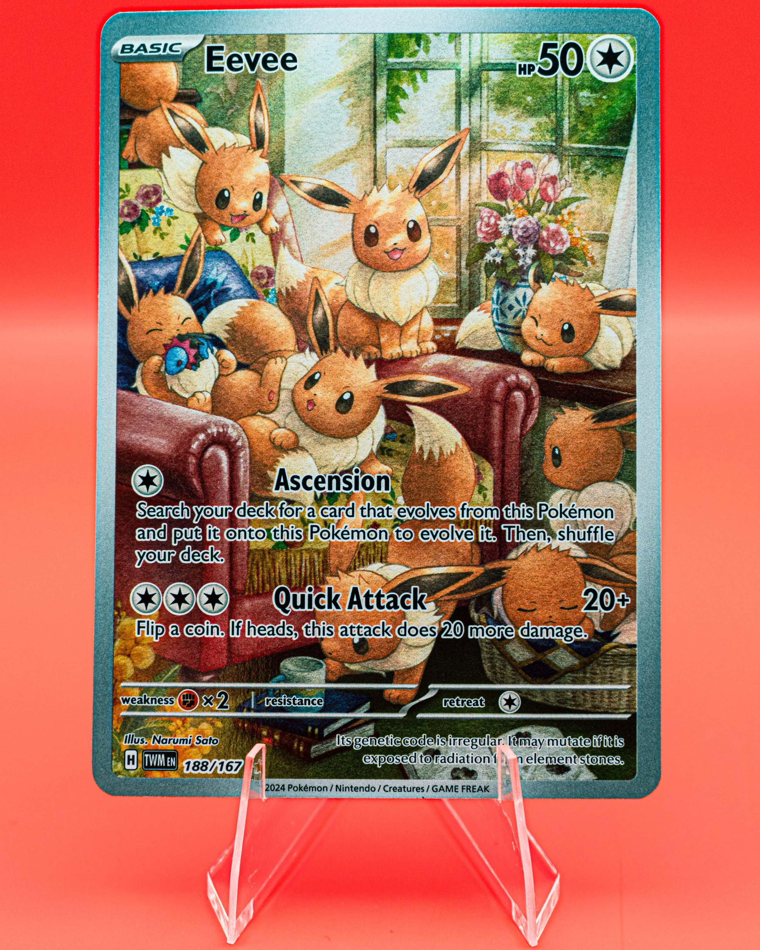 A lightbox photograph of a Pokémon card that was being sold