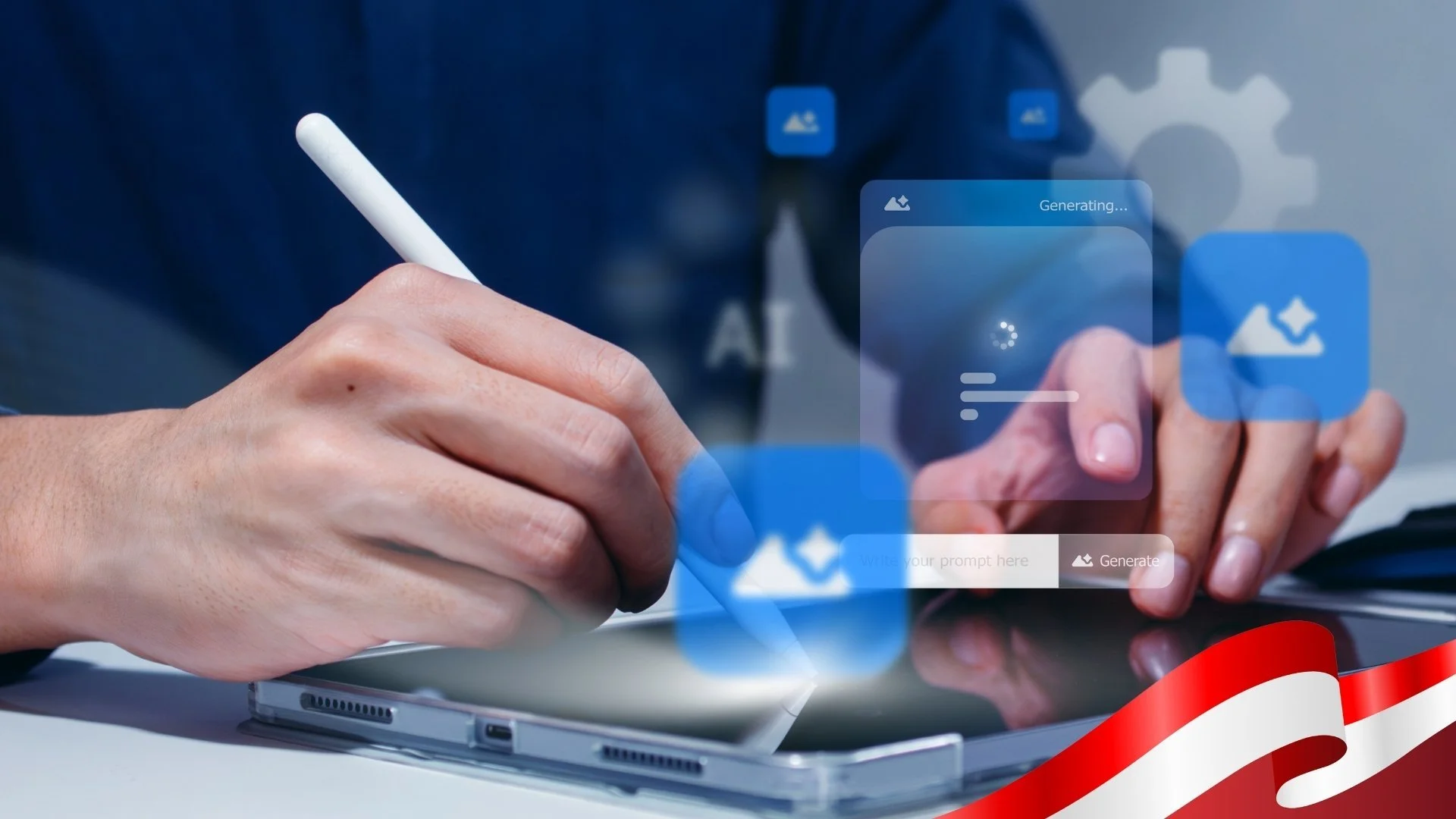 Hand using a digital AI interface, representing Singapore rules for AI agents in daily media monitoring workflows