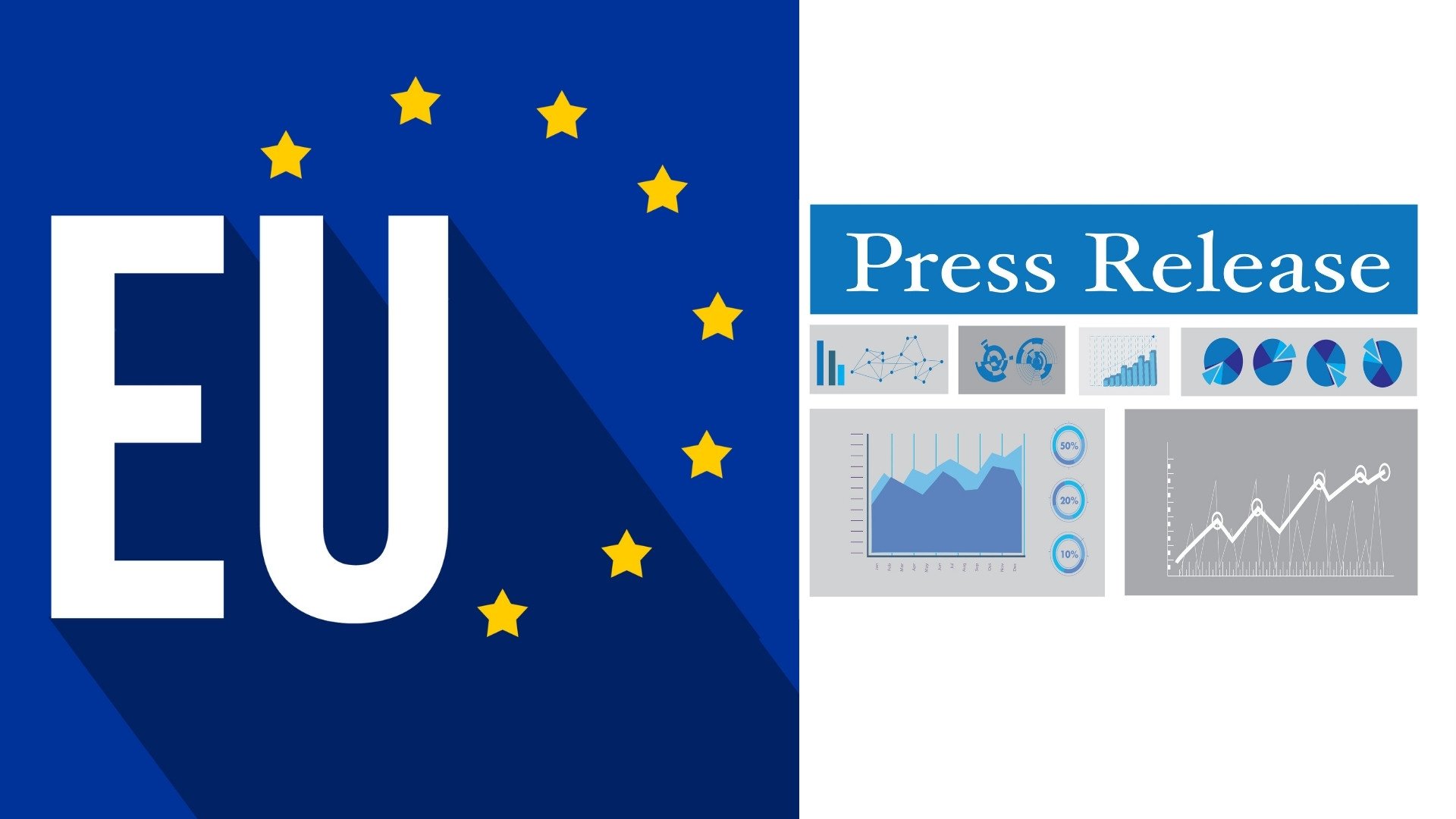 EU graphic beside a press release dashboard, representing AI transparency rules for a Singapore PR workflow