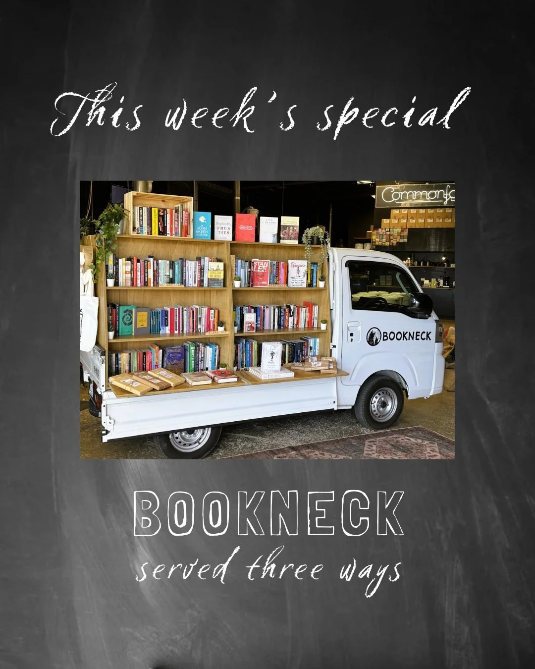 Bookneck doesn't really have opening hours.

It has adventures.

This week, we're serving Bookneck three ways:

🍺 Books &amp; Brews at Devilbend Farm Beer Co.
☕ Coffee &amp; Conversation at our first Un-Book Club.
🕯️ Tea &amp; Traditions at Winter 