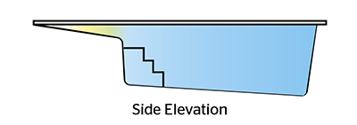 Freedom Pools Beach Pool side elevation diagram showing beach entry slope and steps - Plungeit Pools Queensland