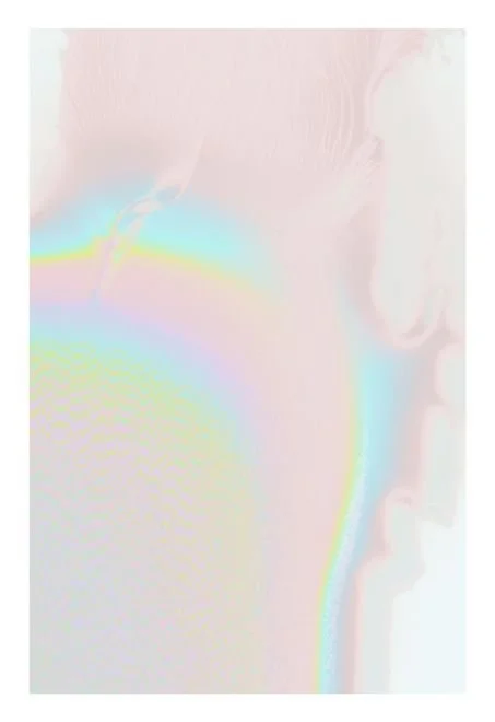 淡いパステルカラーの抽象的な模様と虹色の光の反射