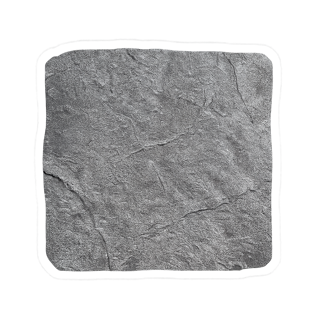 Gray stone slab with cracks, bordered by a thin white outline on a black background.