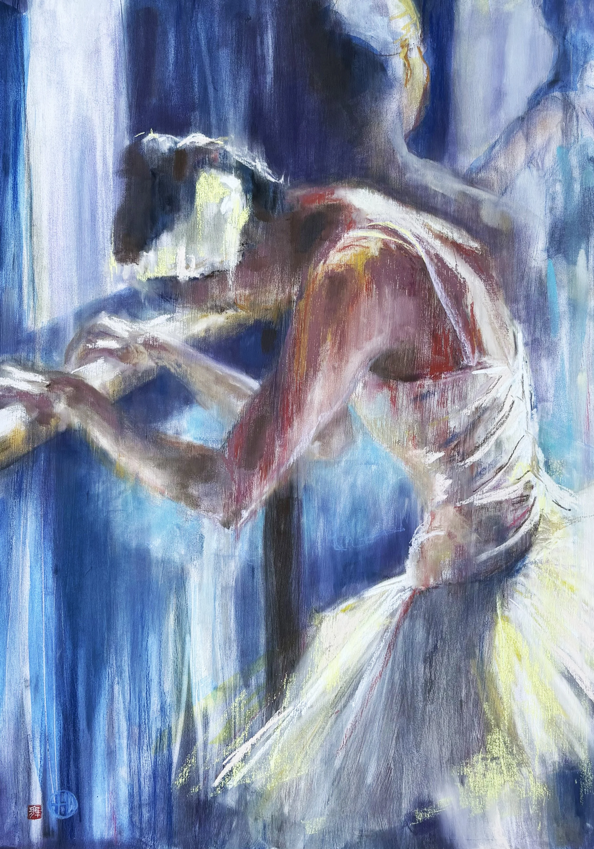 Odette #6 2026.  Mixed media on paper 56 x 76cm Finalist at RQAS QLD Figurative Award 2026