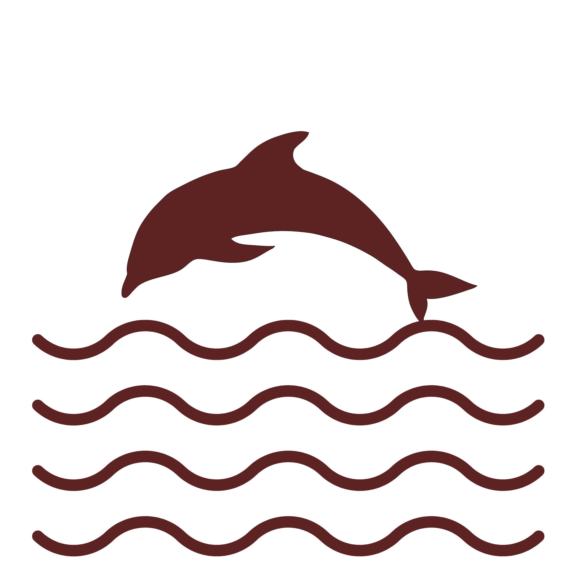 Illustration of a dolphin leaping out of the ocean.