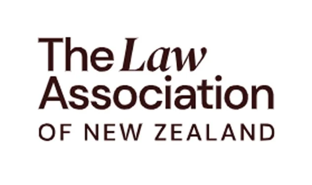 Logo for The Law Association of New Zealand in black text.