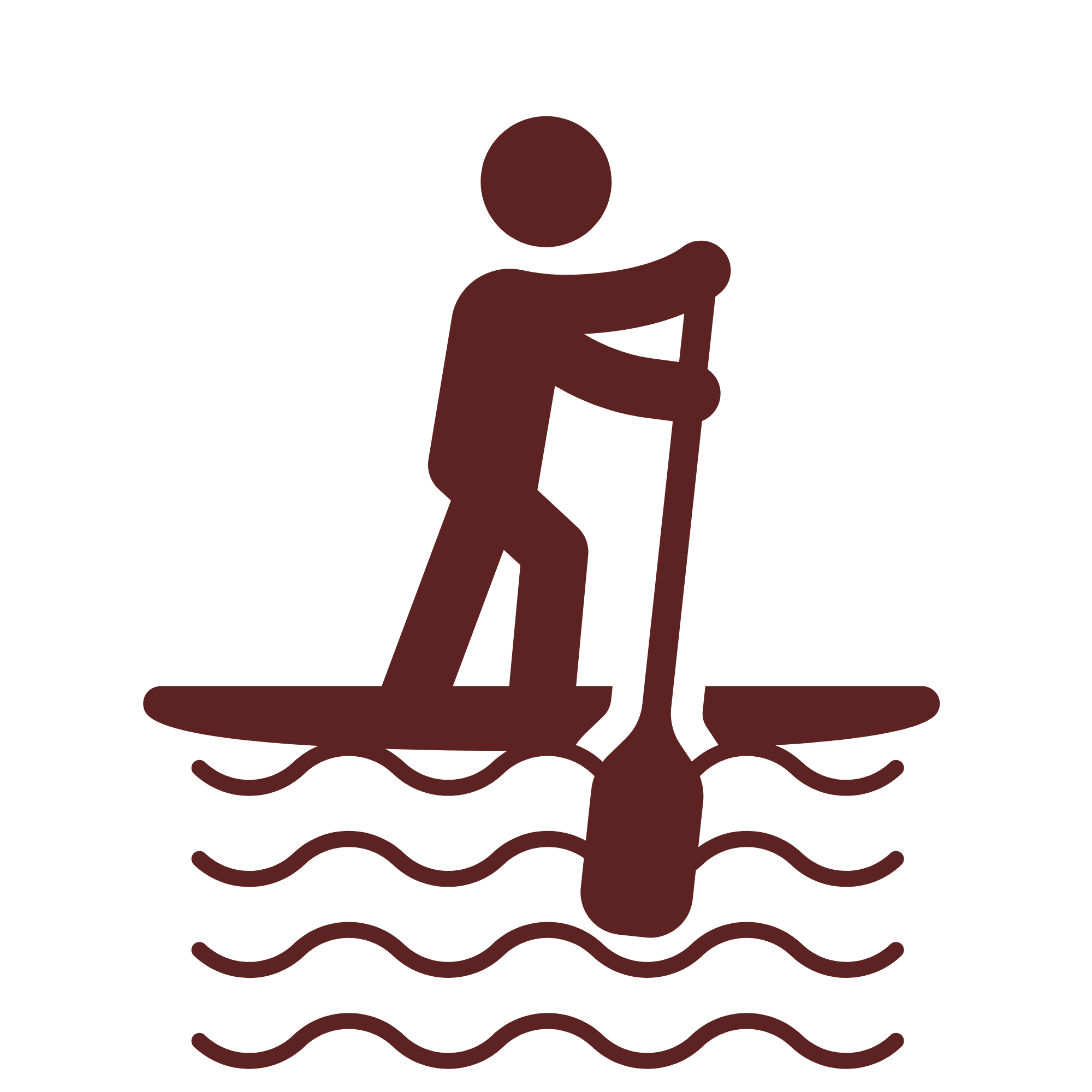 Illustration of a person paddleboarding in the sea.