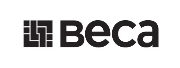 Beca logo with stylised text and square icon.