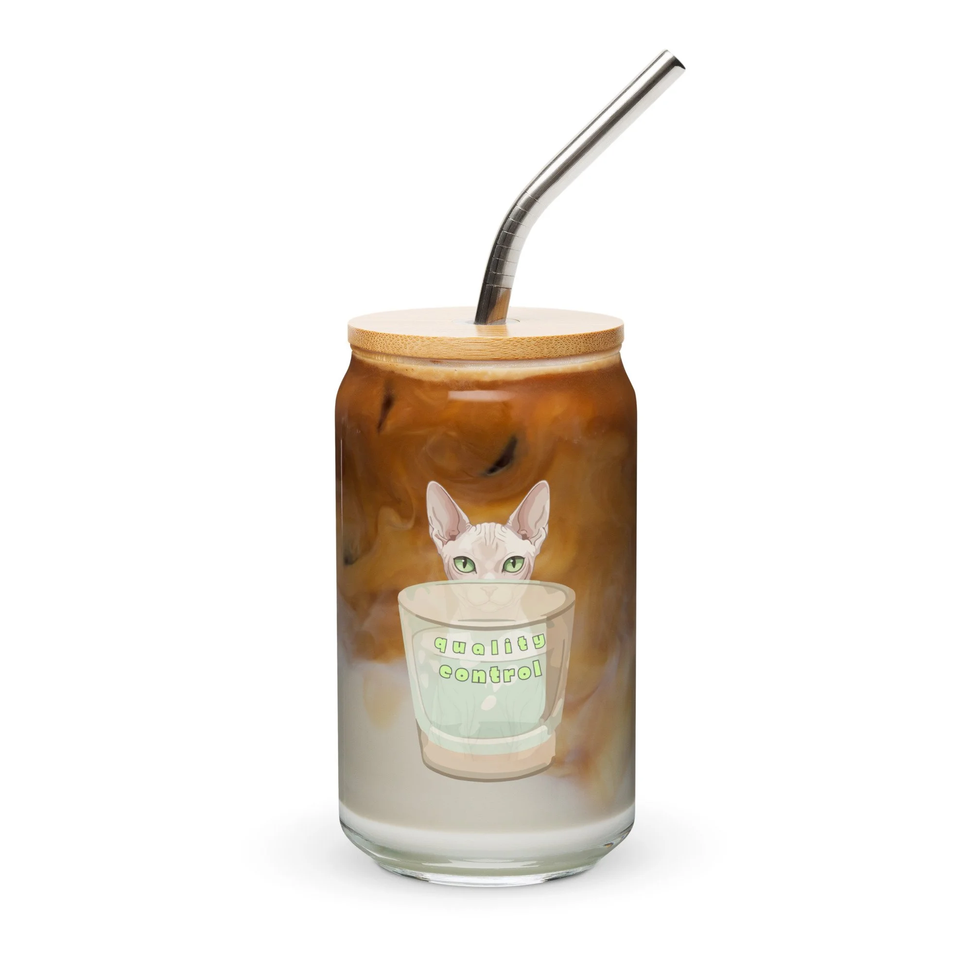 cat lovers gift, can shaped glass, smoothie glass