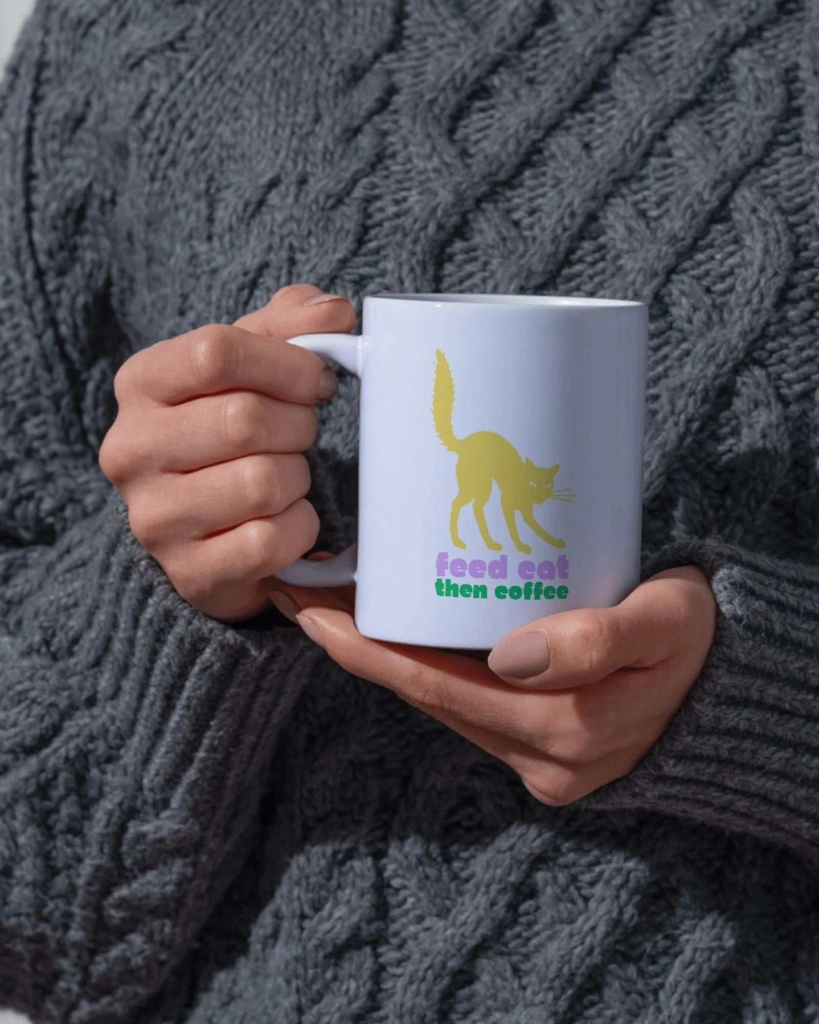 Funny Cat Mug, Feed Cat Then Coffee , Cat Lover Gift