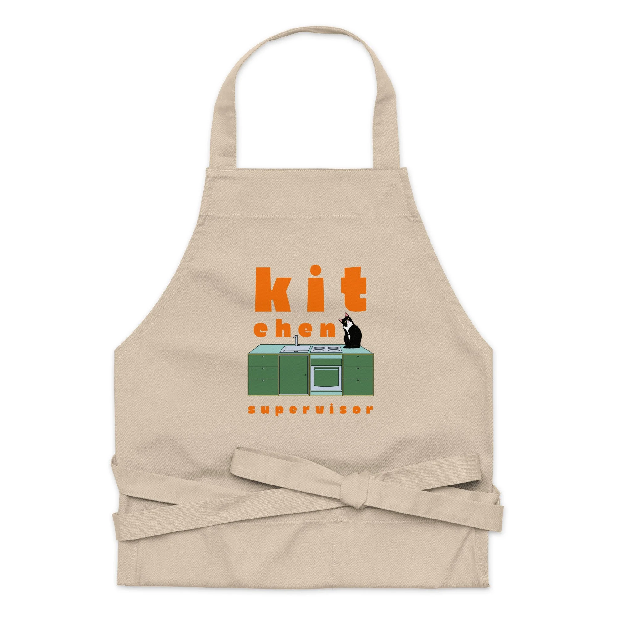 Kitchen supervisor Tuxedo Cat - Organic cotton apron