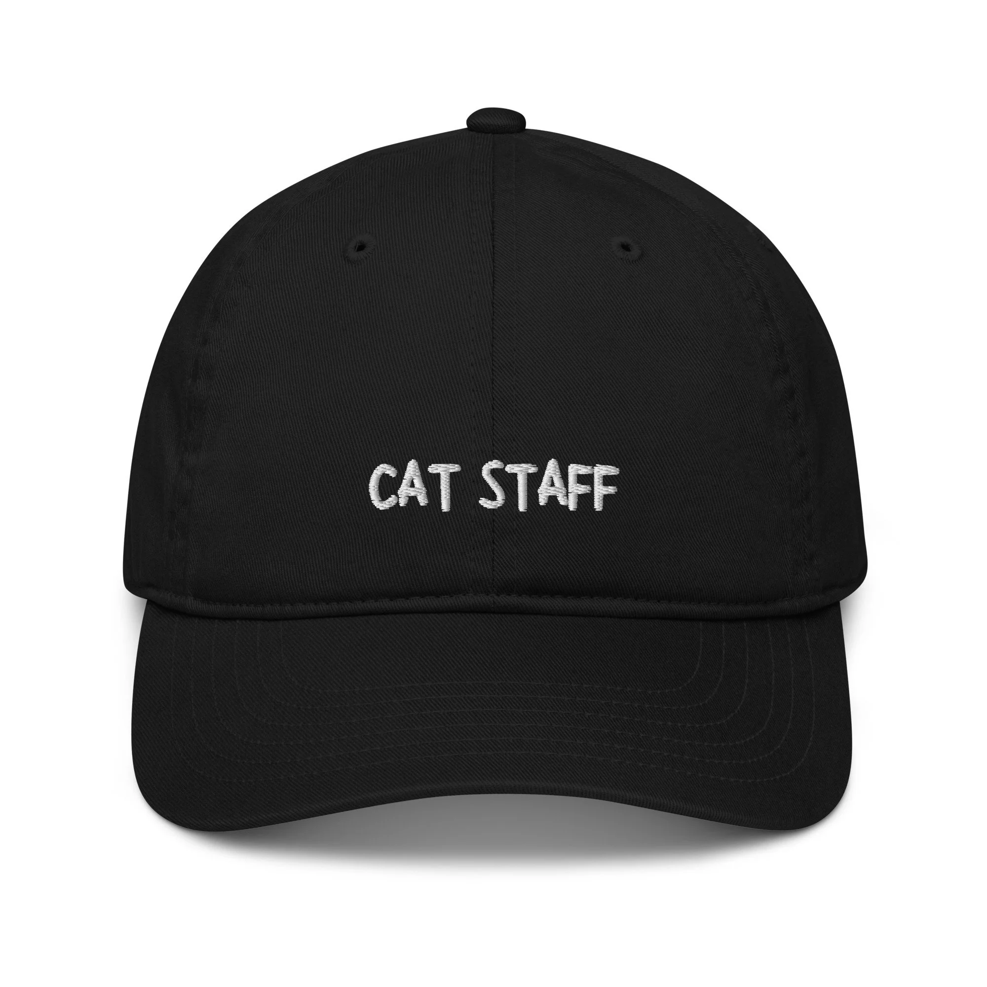 cat dad hat, cat merch, cat staff organic cap, cat lovers