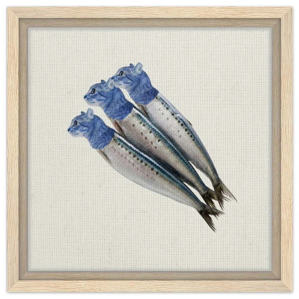 feline sardines canvas, cat kitchen print, car lovers home decor