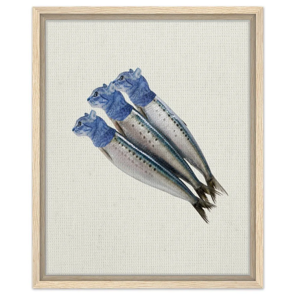 feline sardines canvas, cat kitchen print, car lovers home decor