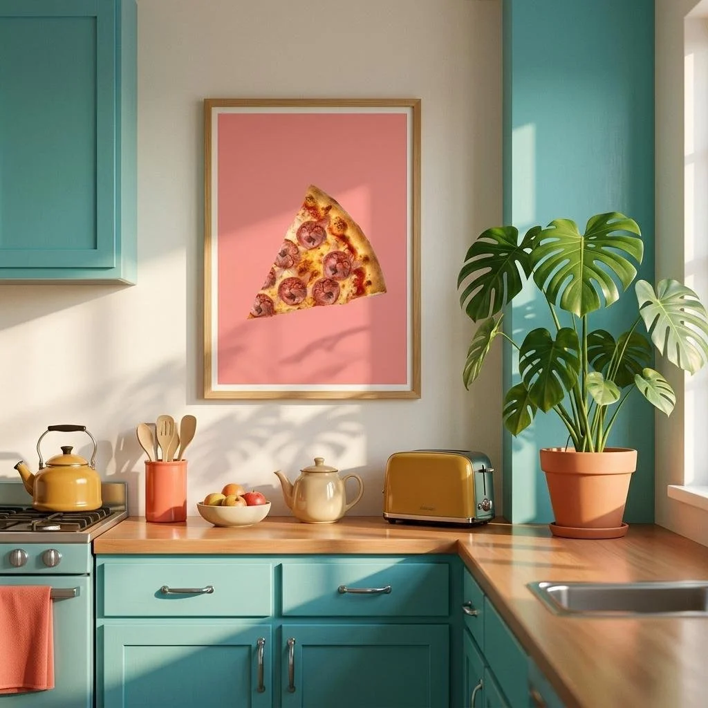 Instant Download cat pepperoni pizza print, funny unique quirky cat home kitchen decor