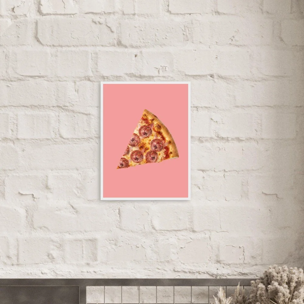 Instant Download cat pepperoni pizza print, funny unique quirky cat home kitchen decor