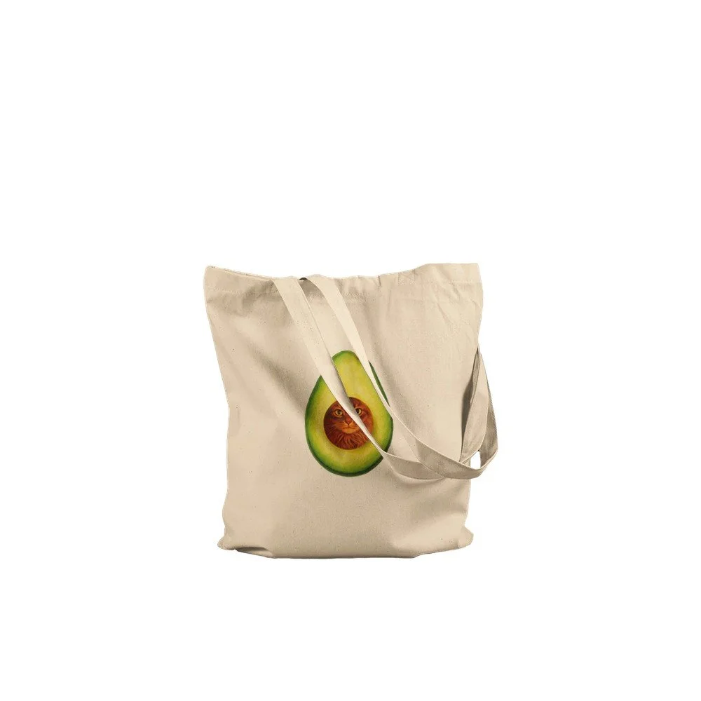 avocato love tote bag, avocado cat lovers gift