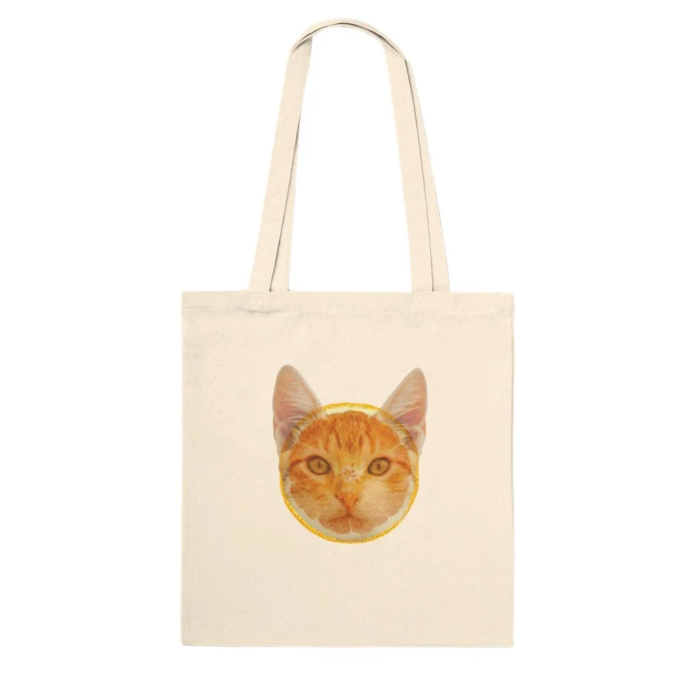 orange cat quirky tote bag, cat lovers gift, cat mom tote