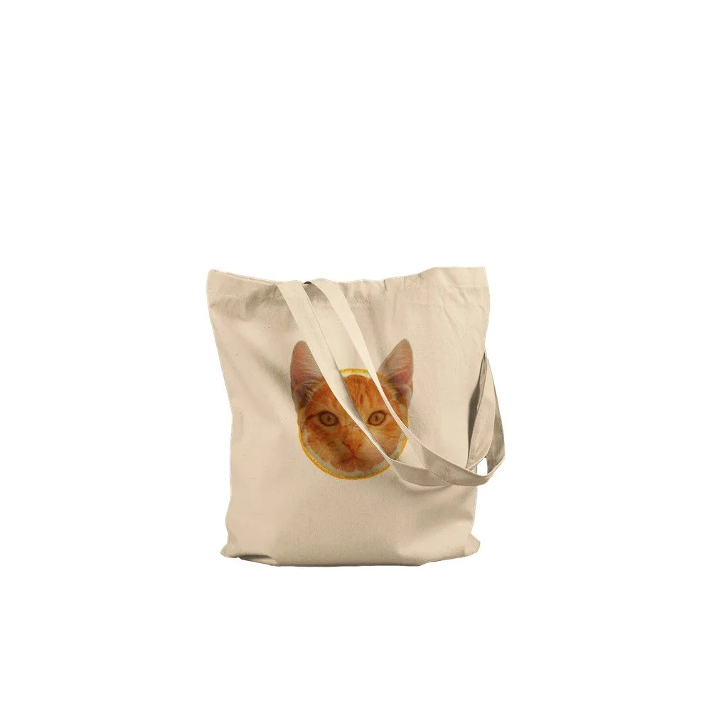 orange cat quirky tote bag, cat lovers gift, cat mom tote