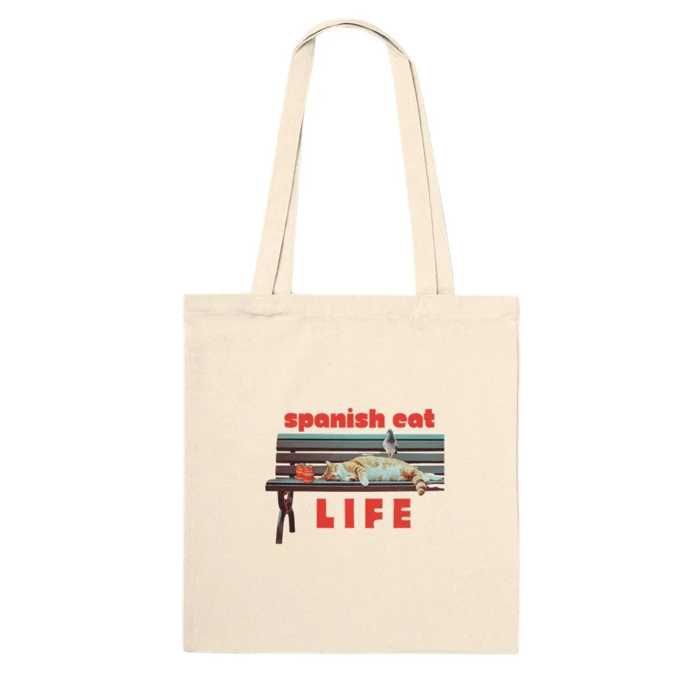 Spanish Cat Life - Premium Tote Bag Natural, cat mom gift