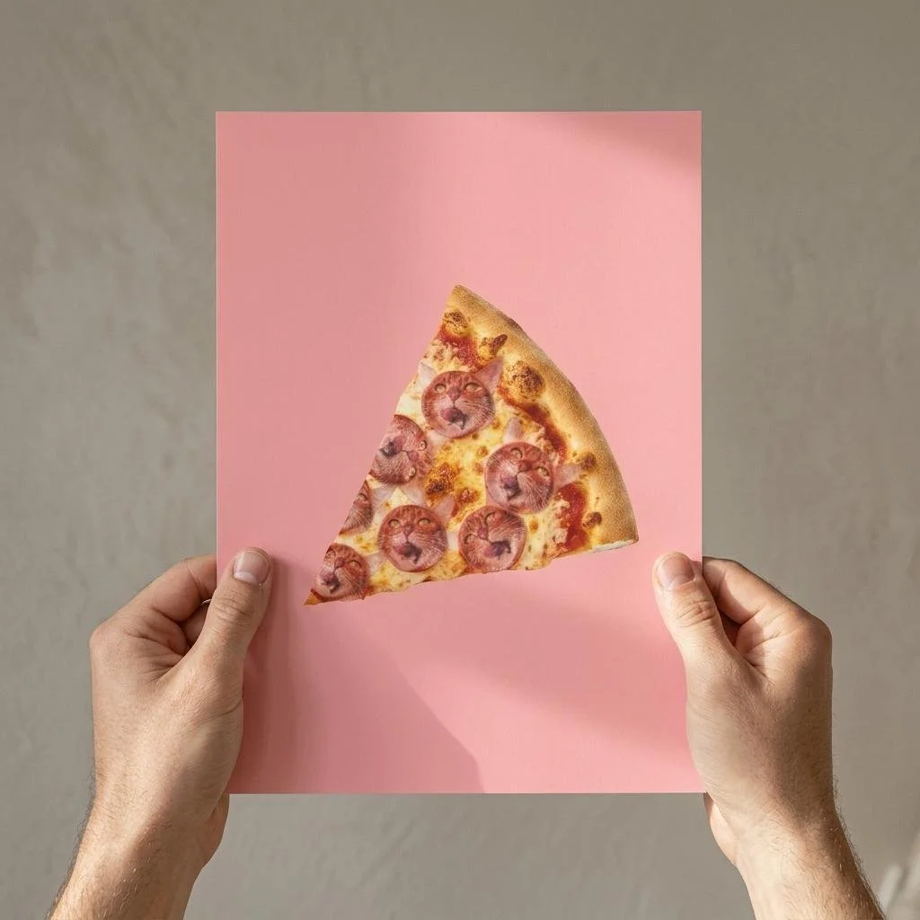 Pizza Al Gatto — Funny Quirky Cat Pizza Unframed Poster | Cat Wall Art |