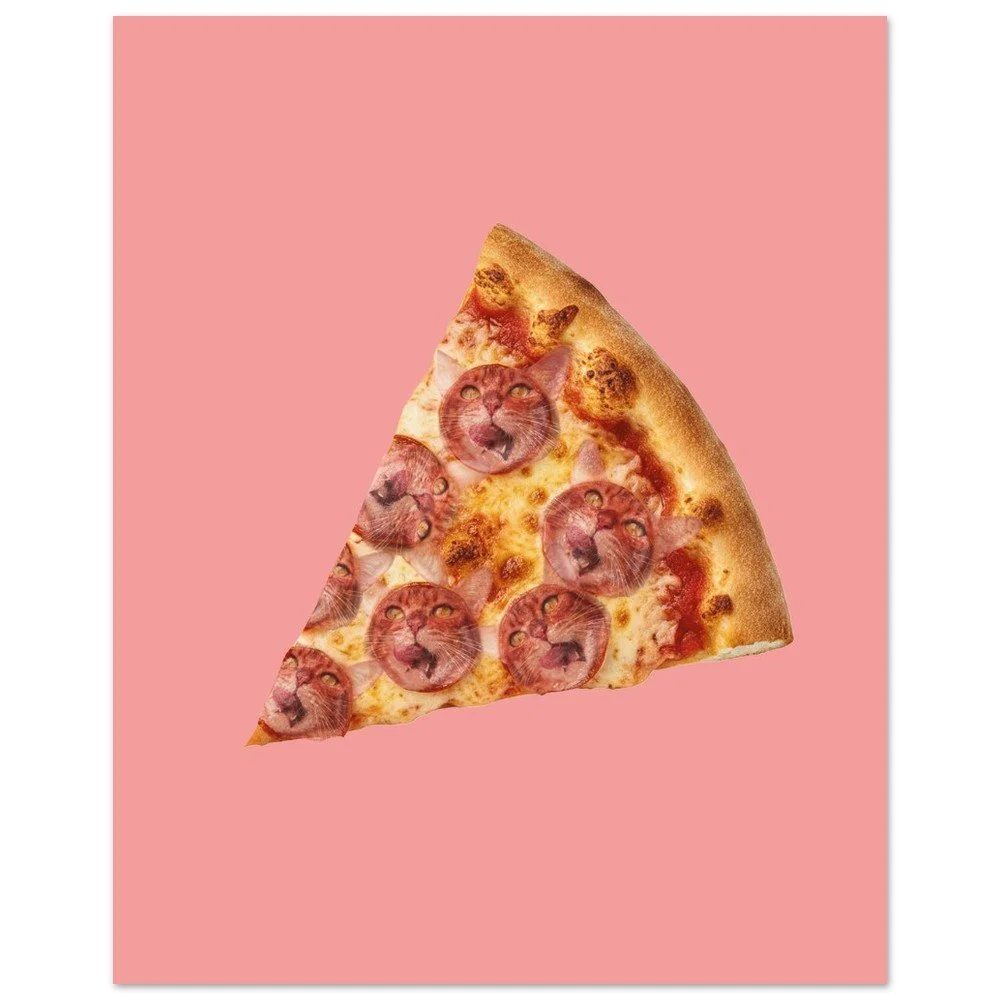 Pizza Al Gatto — Funny Quirky Cat Pizza Unframed Poster | Cat Wall Art |