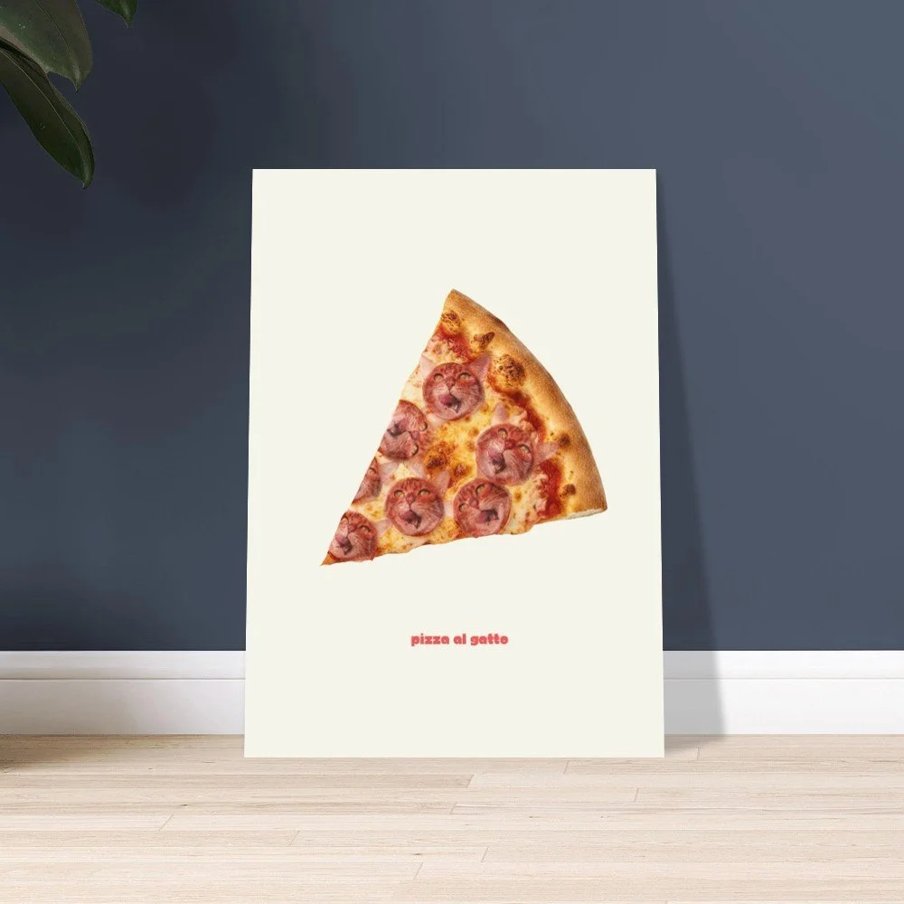 Pizza Al Gatto — Funny Cat Pizza Instant Download | Minimal Cat Wall Art | Melo & Mia