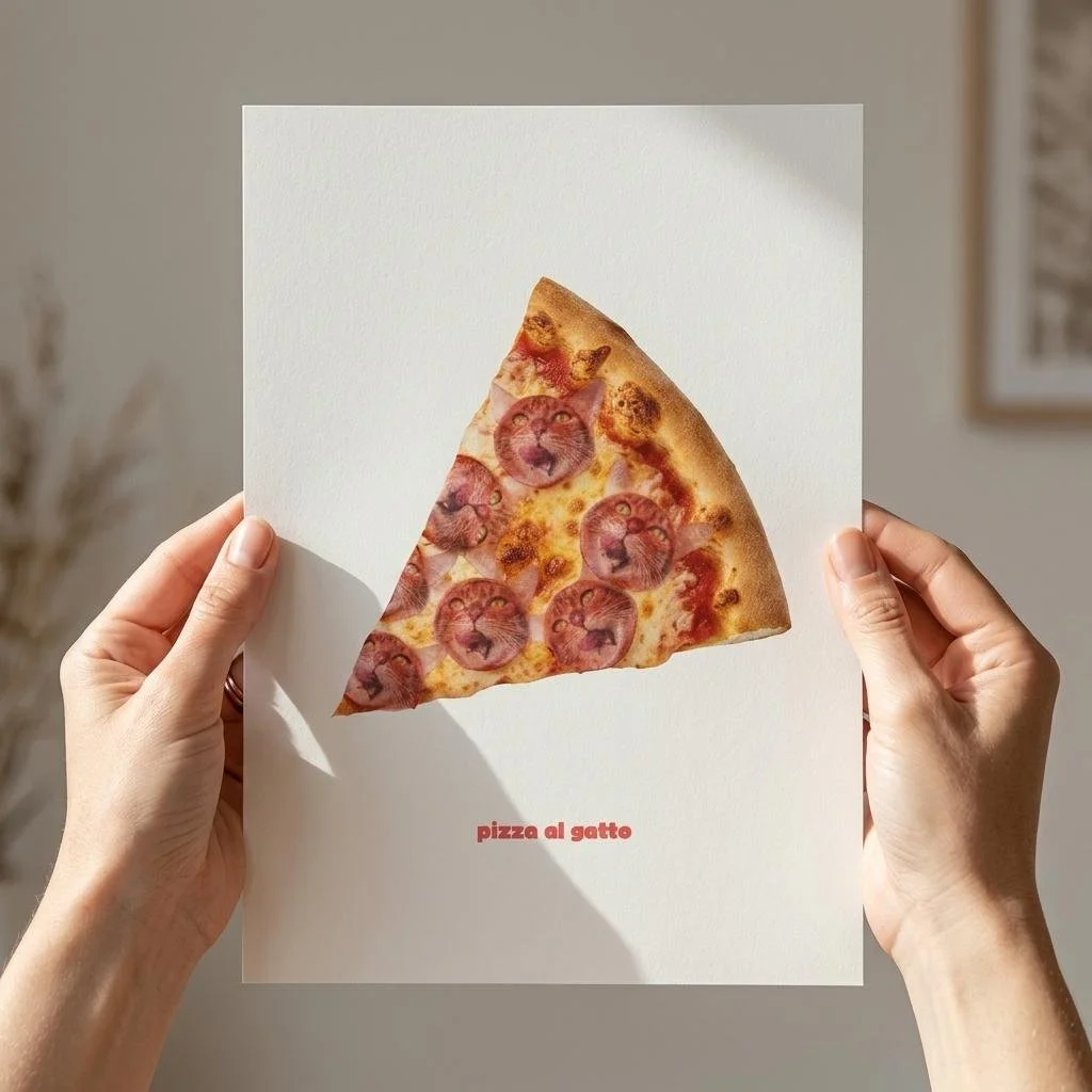 Pizza Al Gatto — Funny Cat Pizza Instant Download | Minimal Cat Wall Art | Melo & Mia
