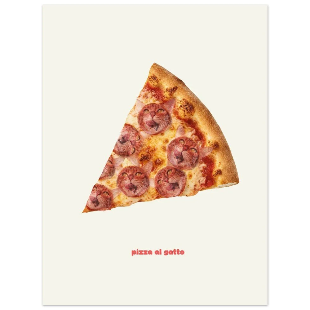 Pizza Al Gatto — Funny Cat Pizza Instant Download | Minimal Cat Wall Art | Melo & Mia