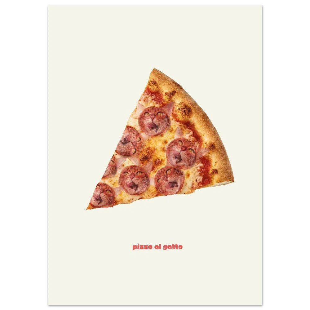 Pizza Al Gatto — Funny Cat Pizza Instant Download | Minimal Cat Wall Art | Melo & Mia
