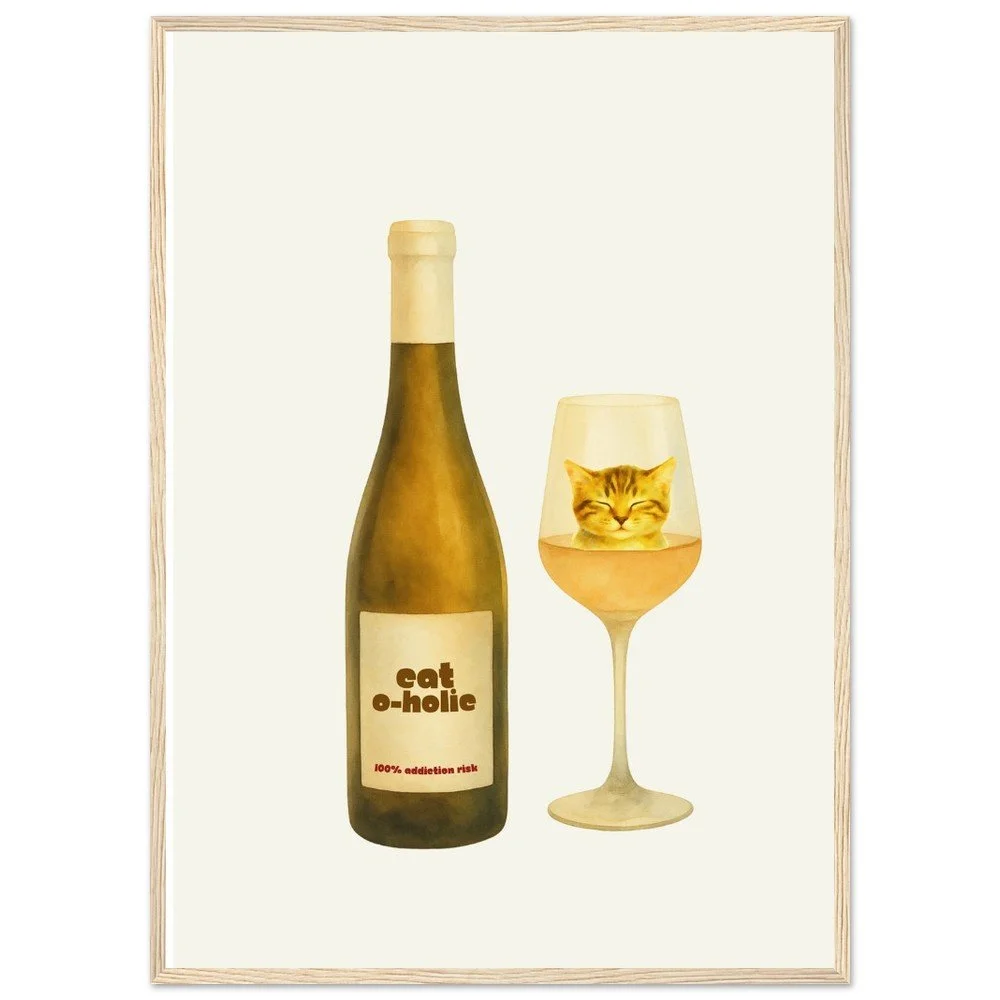 Cat-o-holic — Funny Cat Wine Instant Download Print | Cat Wall Art | Melo & Mia