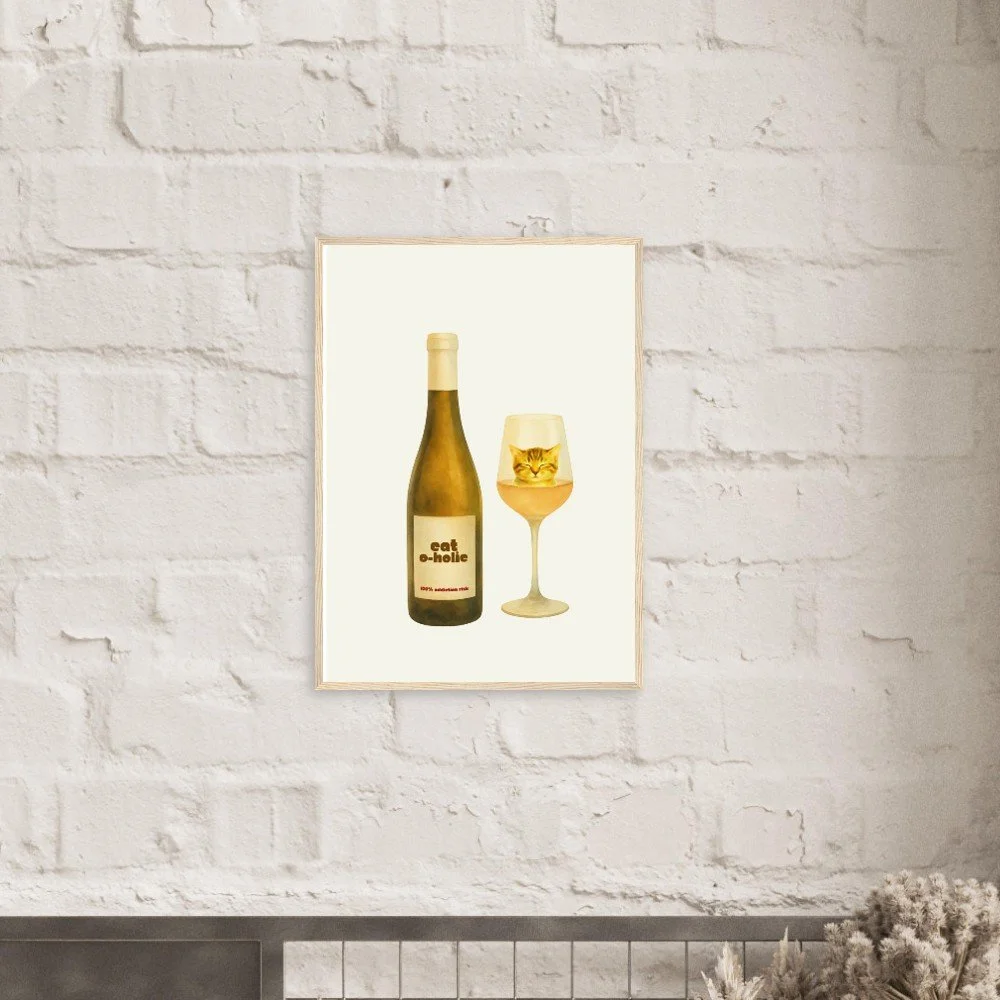 Cat-o-holic — Funny Cat Wine Framed Print | Cat Lover Gift | Melo & Mia