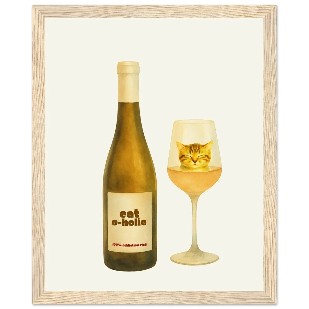 Cat-o-holic — Funny Cat Wine Framed Print | Cat Lover Gift | Melo & Mia