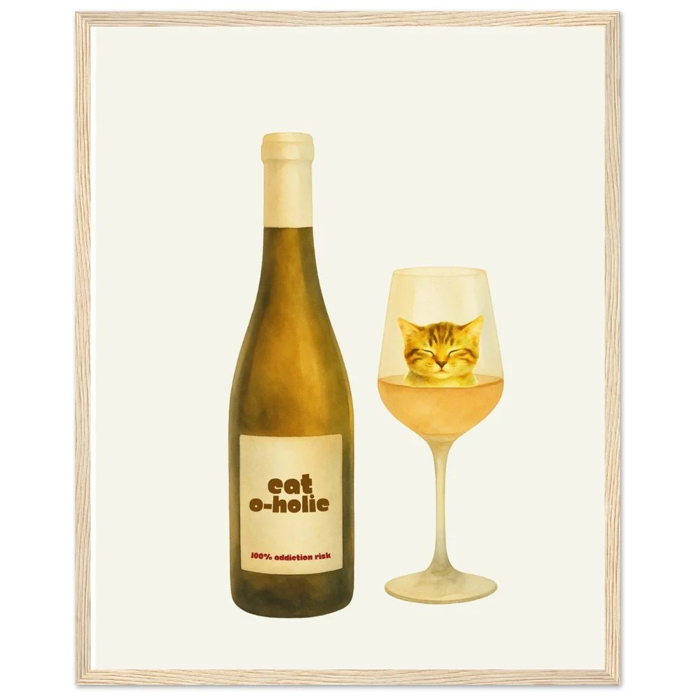 Cat-o-holic — Funny Cat Wine Framed Print | Cat Lover Gift | Melo & Mia