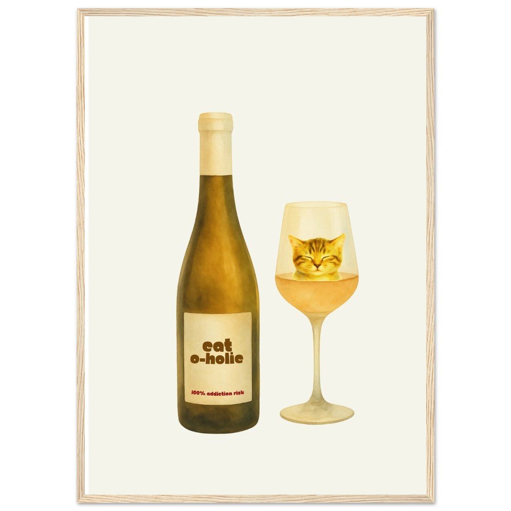 Cat-o-holic — Funny Cat Wine Framed Print | Cat Lover Gift | Melo & Mia