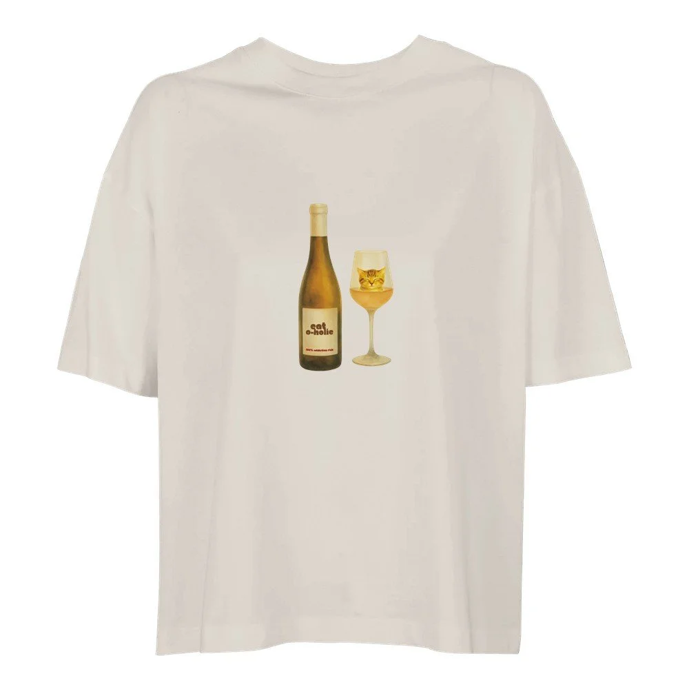 Cat-o-holic — Funny Cat Wine Organic Oversized T-Shirt | Wine Lover Gift | Melo & Mia