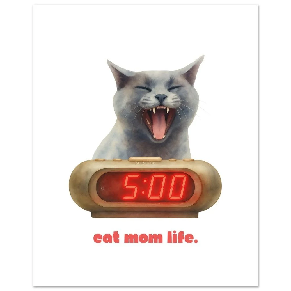 at Mom Life — Funny Cat Mom Unframed Poster | Cat Mom Gift | Melo & Mia